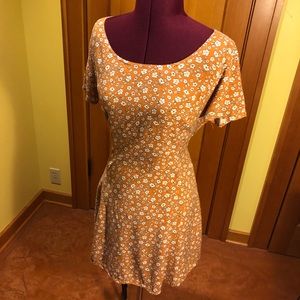 F21 | Floral Mustard Tie-Back Dress